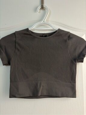 Garage Ribbed Crop Top in Dark Gray